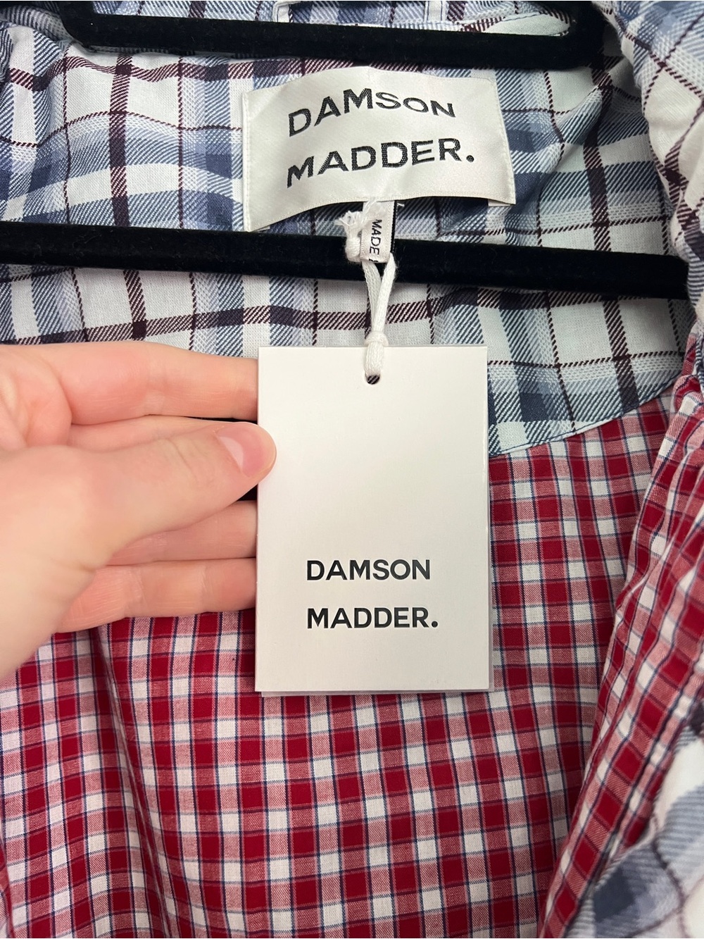 Damson Madder Audrey Plaid Quilted Coat in Blue Check - Picture 3 of 10
